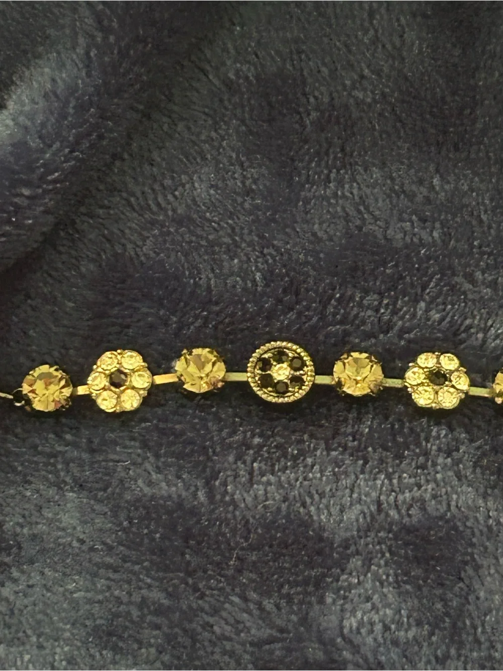 Vintage Sparkly Floral Charm Bracelet